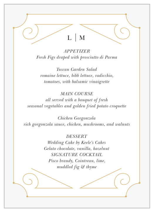 New Deco Frame Wedding Menus