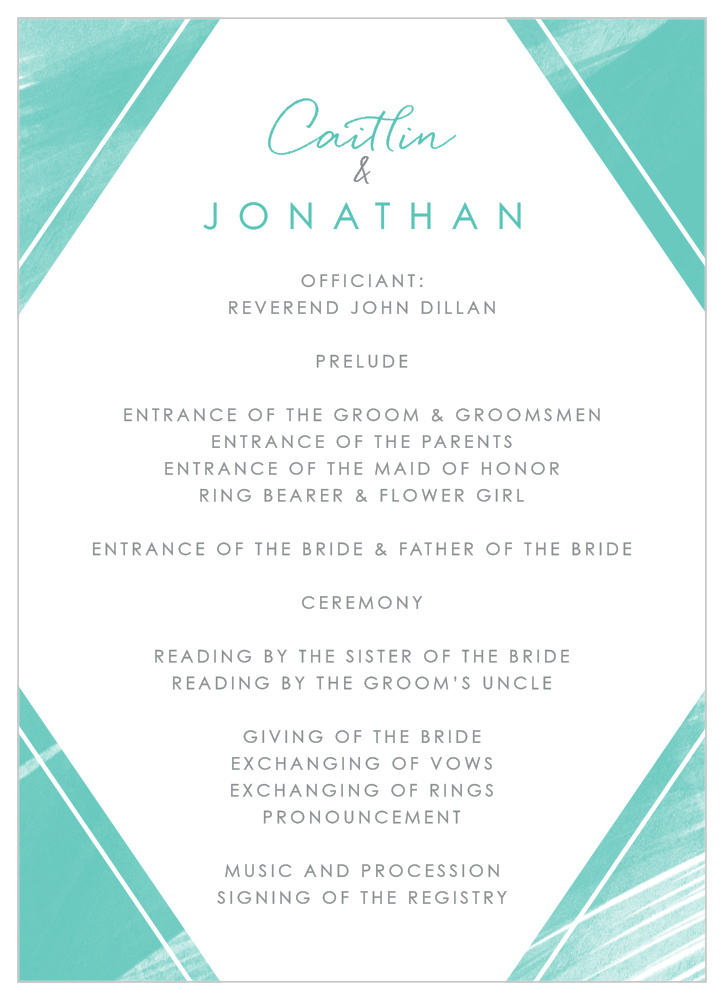 Ocean Watercolor Wedding Programs