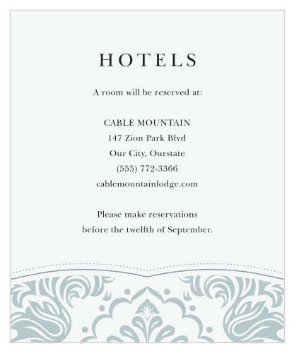 Timeless Damask Accommodation Cards
