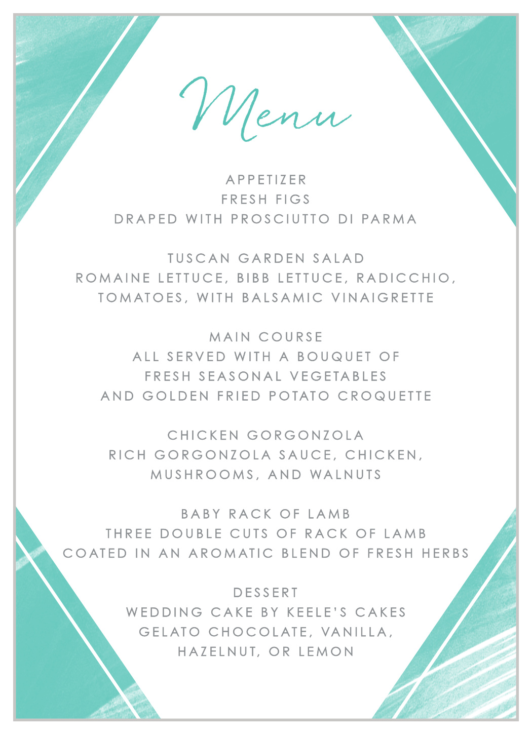 Ocean Watercolor Wedding Menus
