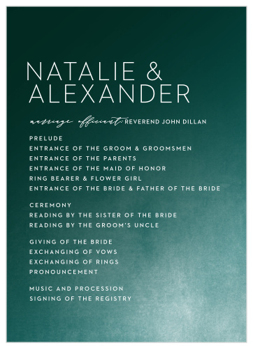 Modern Ombre Wedding Programs
