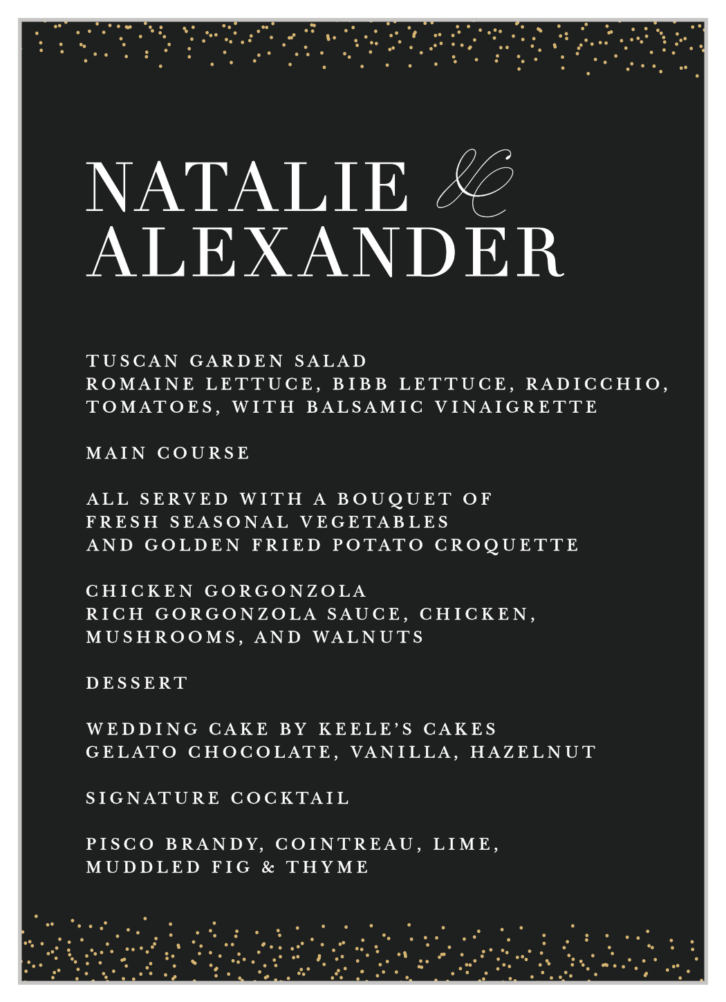 Luminous Sparkles Wedding Menus