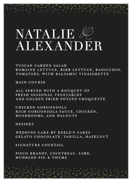 Luminous Sparkles Wedding Menus
