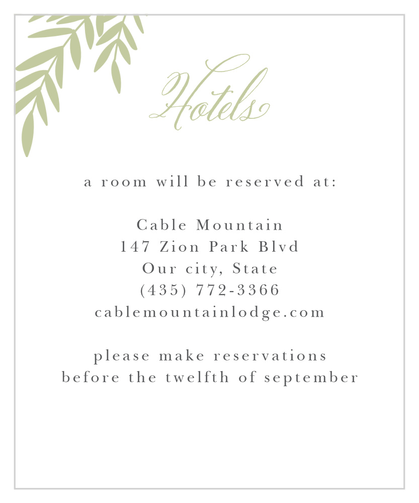 Blissful Boughs Accommodation Cards