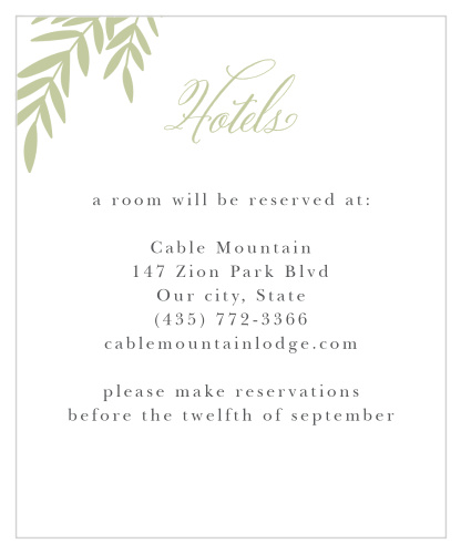 Blissful Boughs Accommodation Cards