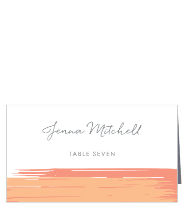 A deep-gray script spells out your guests' names on our Artful Gallery Place Cards, while just below the table number is written in a thin, elegant print.
