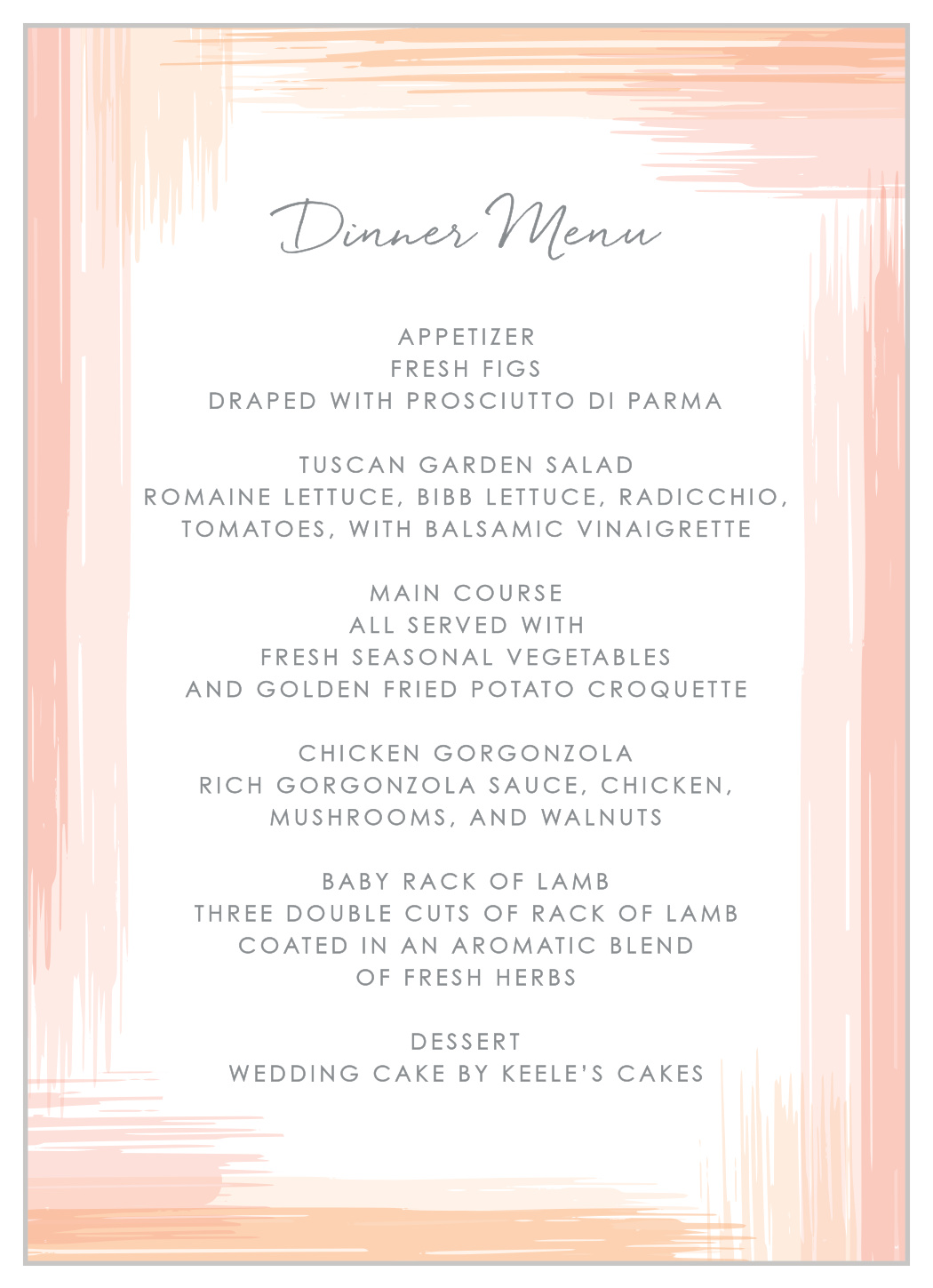 Artful Gallery Wedding Menus