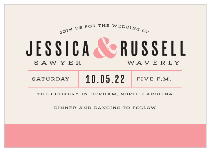 For a beautiful invitation befitting the elegance of your wedding plans, look no further than our Color Block Wedding Invitations.