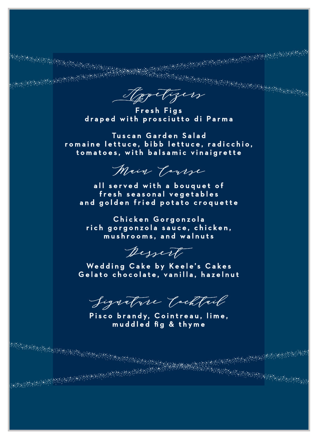 Stunning Starlight Wedding Menus