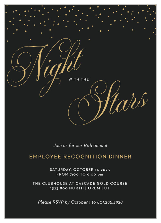 Celebrate the night away with our stunning Chic Cityscape Gala Invitation.