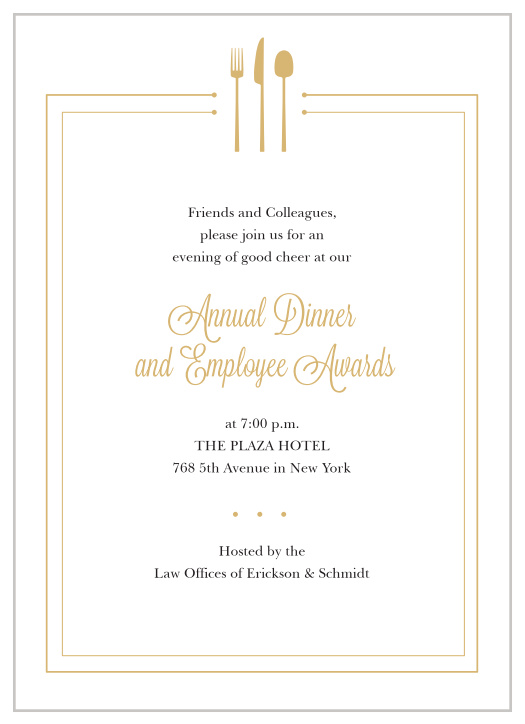 Celebrate the night away with our stunning Company Dinner Gala Invitation.