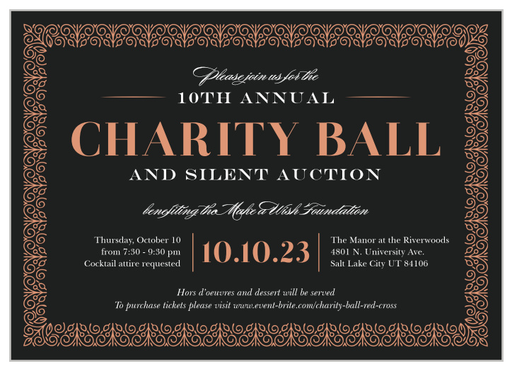 Celebrate the night away with our stunning Deco Frame Gala Invitation. 