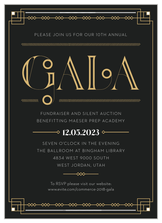 Celebrate the night away with our stunning Thirties Sophistication Gala Invitation.