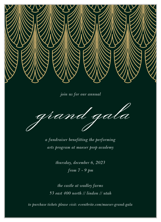 Celebrate the night away with our stunning Fancy Filigree Gala Invitation. 