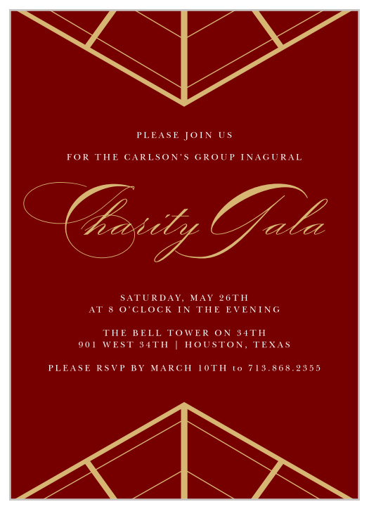 Celebrate the night away with our stunning Gemstone Deco Gala Invitation. 