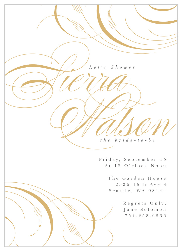 Beautiful Name Bridal Shower Invitations