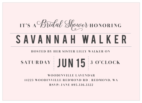 A typographic style makes up our Chic Sophisticate Bridal Shower Invitations. 