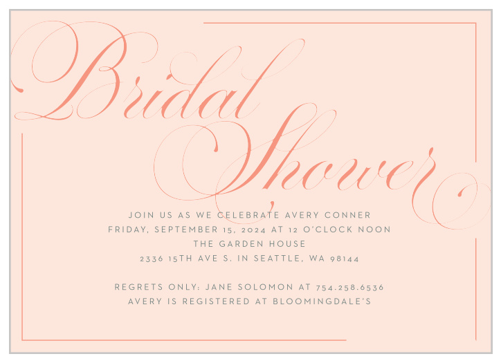 Celebrate a glamorous bride to be with our Glamorous Calligraphy Bridal Shower Invitations! 