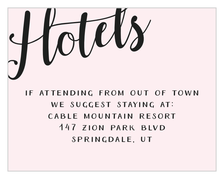 Splendid Glamour Bat Mitzvah Lodging Cards