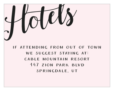Splendid Glamour Bat Mitzvah Lodging Cards