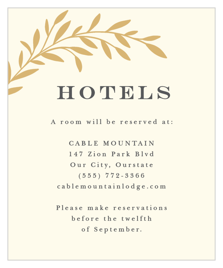 Tree Branch Silhouette Accommodation Cards