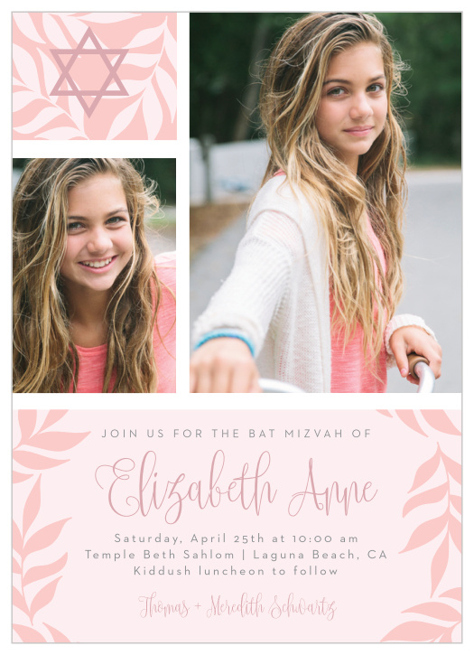 Celebrate one of the most important moments of her life- coming of age- with our Enchanted Leaves Bat Mitzvah Invitations.