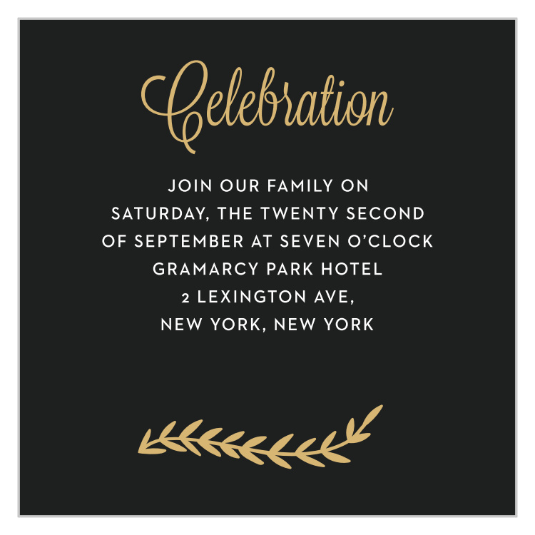 Gilded Vine Bat Mitzvah Reception Cards