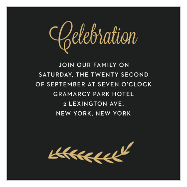 Gilded Vine Bat Mitzvah Reception Cards