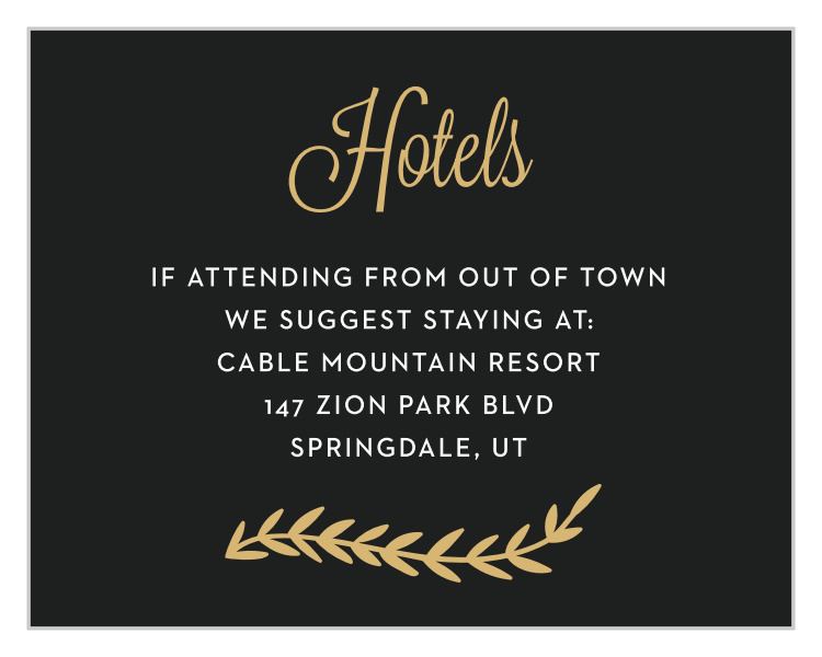 Gilded Vine Bat Mitzvah Lodging Cards