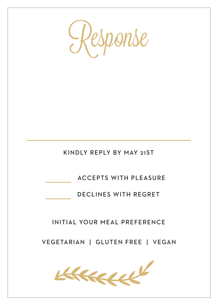 Gilded Vine Bat Mitzvah Response Cards