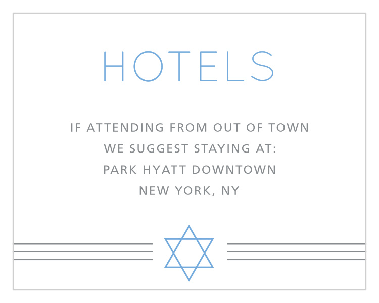 Simply Classic Bar Mitzvah Lodging Cards
