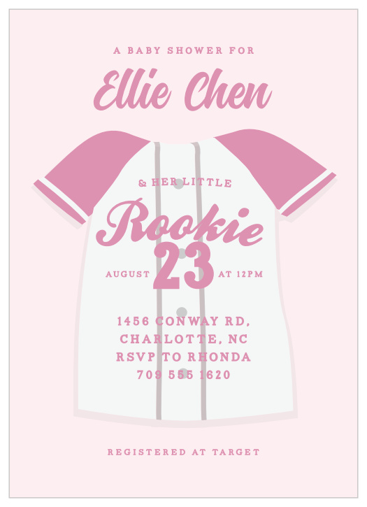 Knock this one out of the park with our Softball Jersey Baby Shower Invitations.