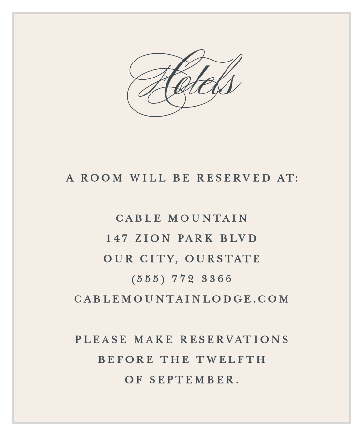 Traditionally Formal Accommodation Cards