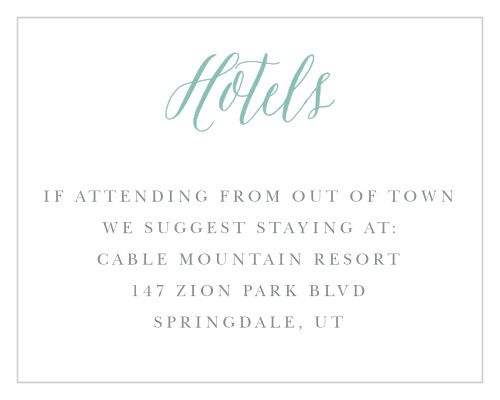 Romantic Script Bat Mitzvah Lodging Cards