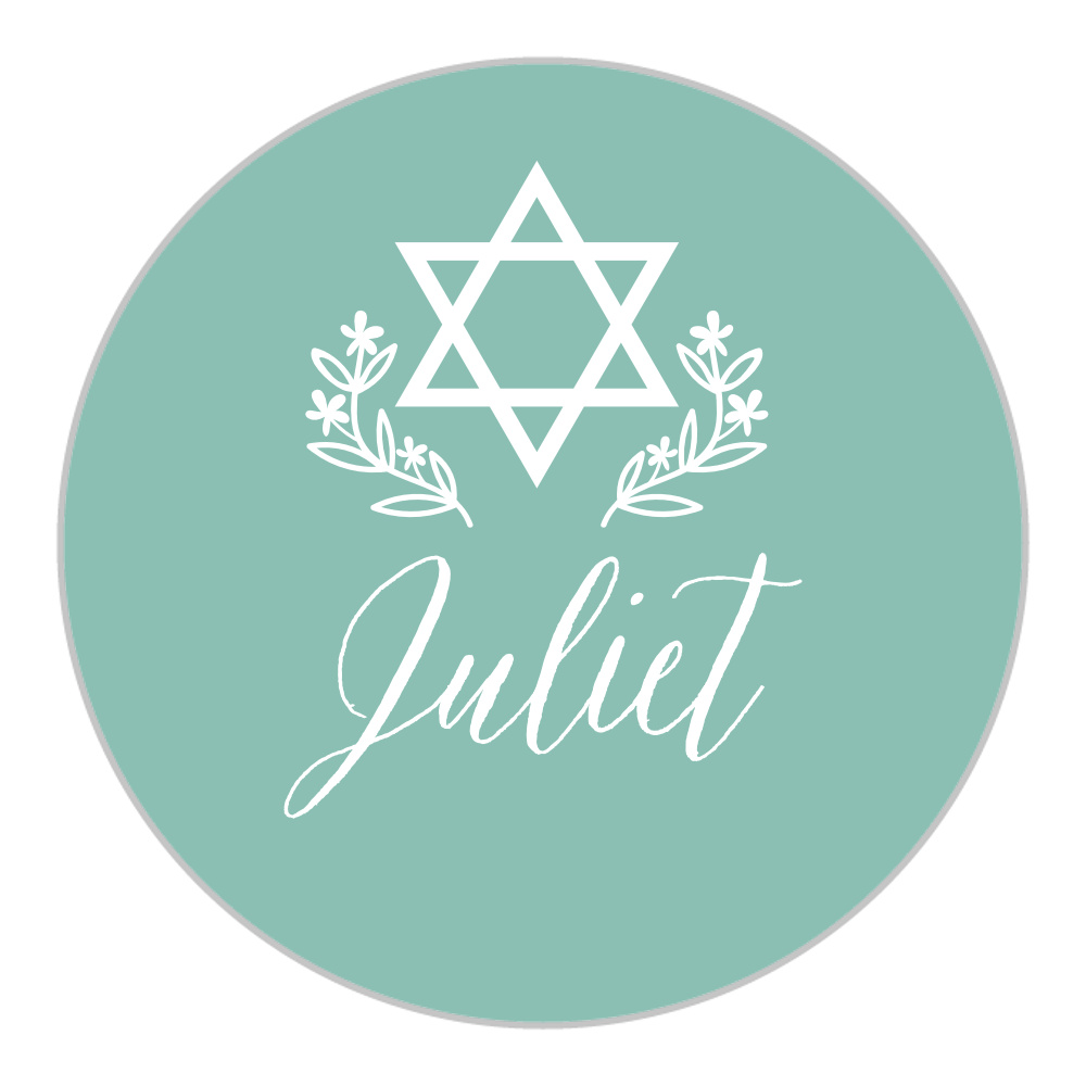 Romantic Script Bat Mitzvah Stickers