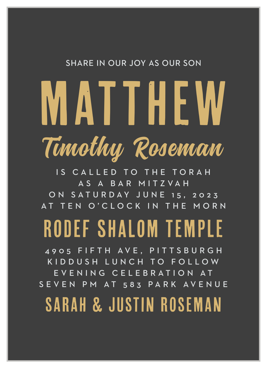 Modern Star Bar Mitzvah Invitations