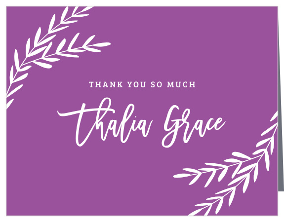 Elegant Vineyard Bat Mitzvah Thank You Cards
