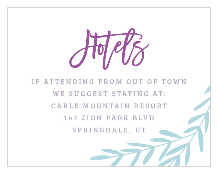 Elegant Vineyard Bat Mitzvah Lodging Cards