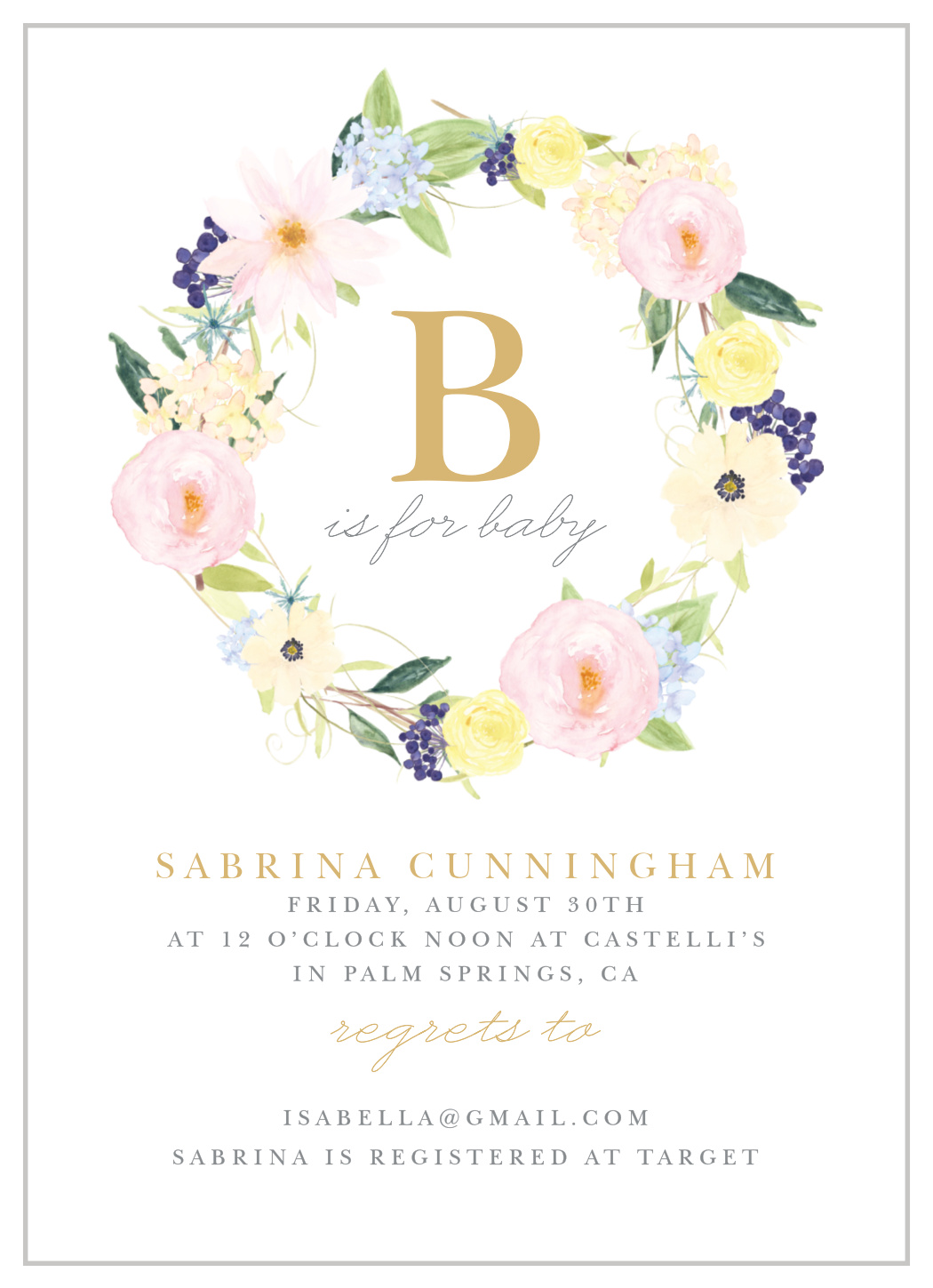 B is for Baby Baby Shower Invitations