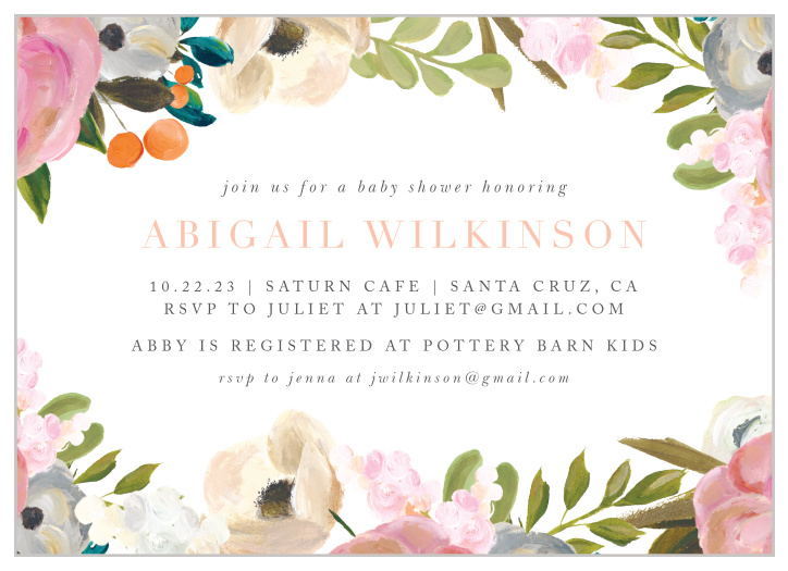 Gouache Blooms Baby Shower Invitations
