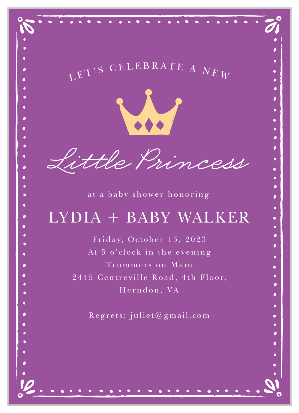 Sweet Princess Baby Shower Invitations
