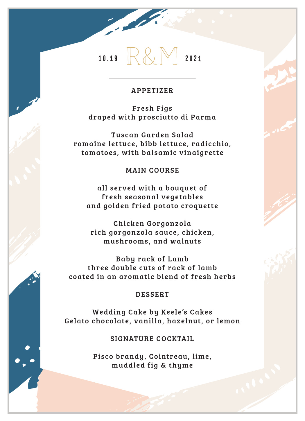 Perennial Painterly Wedding Menus