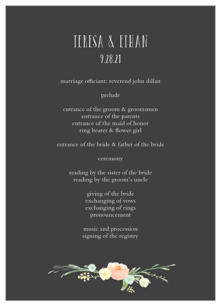 Shaded Garden Wedding Programs