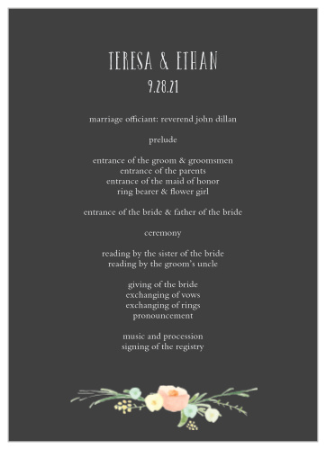 Shaded Garden Wedding Programs