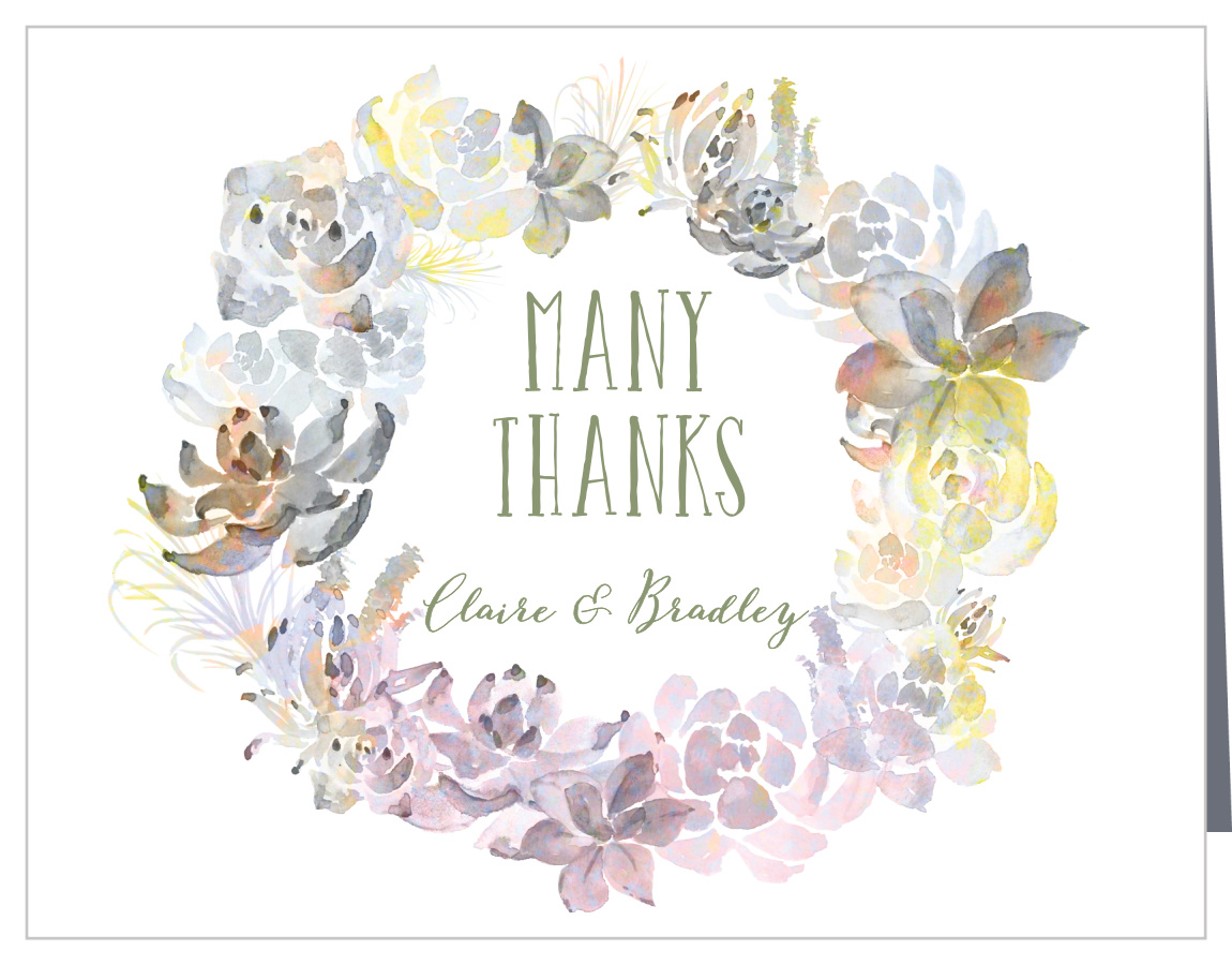 Succulent Wreath Wedding Thank You Cards