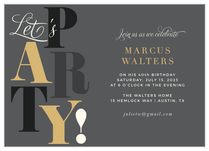 Our Big Party Adult Birthday Party Invitations put the "art" in "party." 