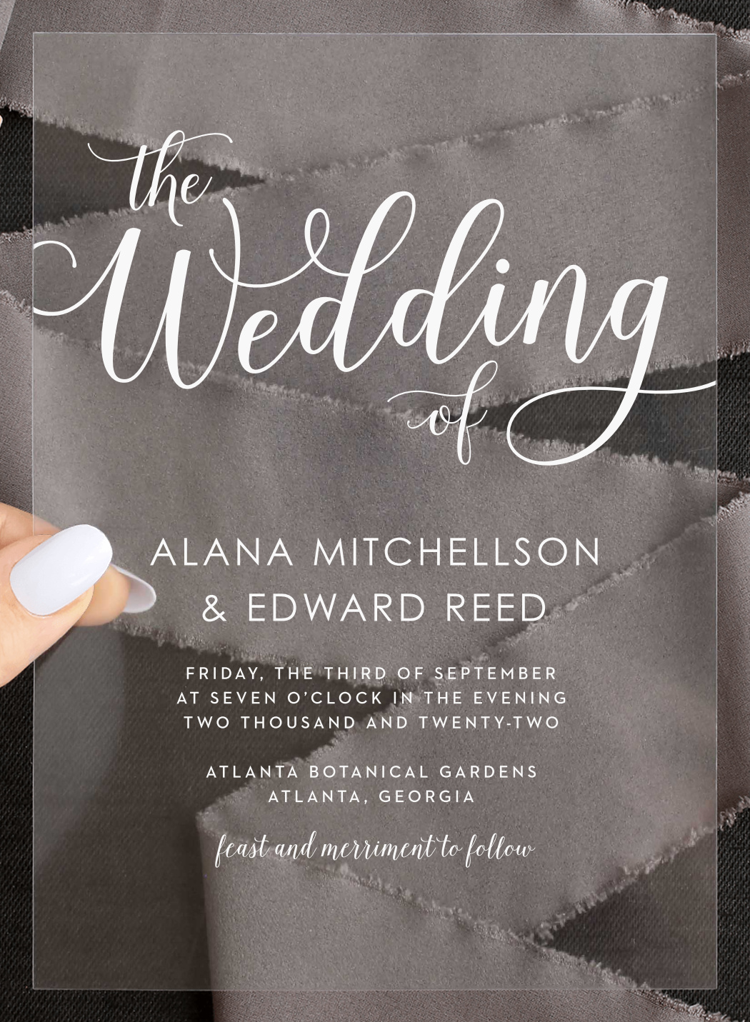 Big Script Clear Wedding Invitations
