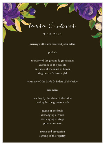 Purple Blooms Wedding Programs