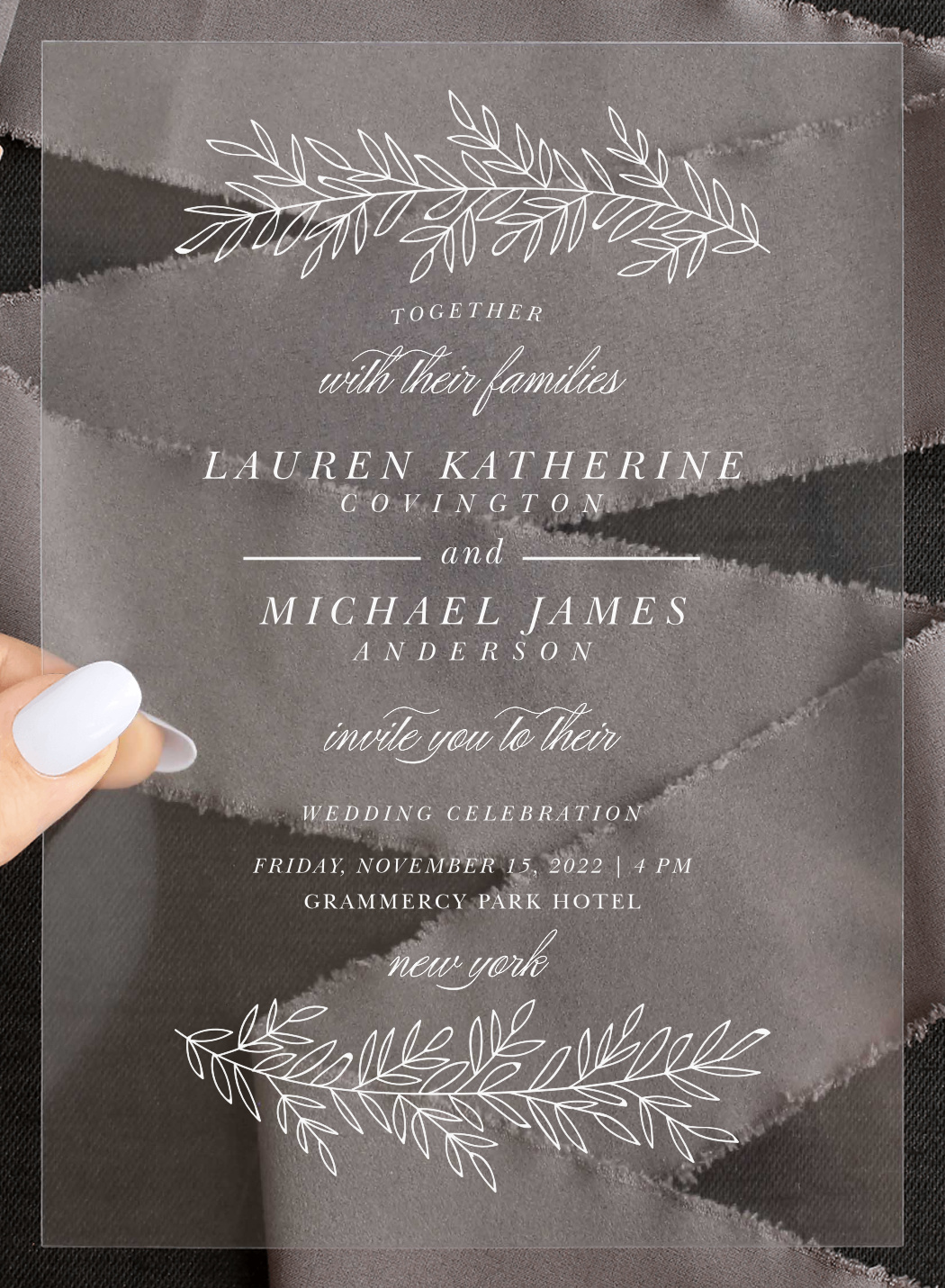 Vintage Greenery Clear Wedding Invitations