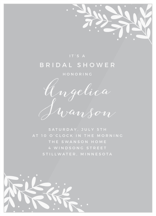 Our Garden Leaflet Clear Bridal Shower Invitations feature a simple and rustic design. 